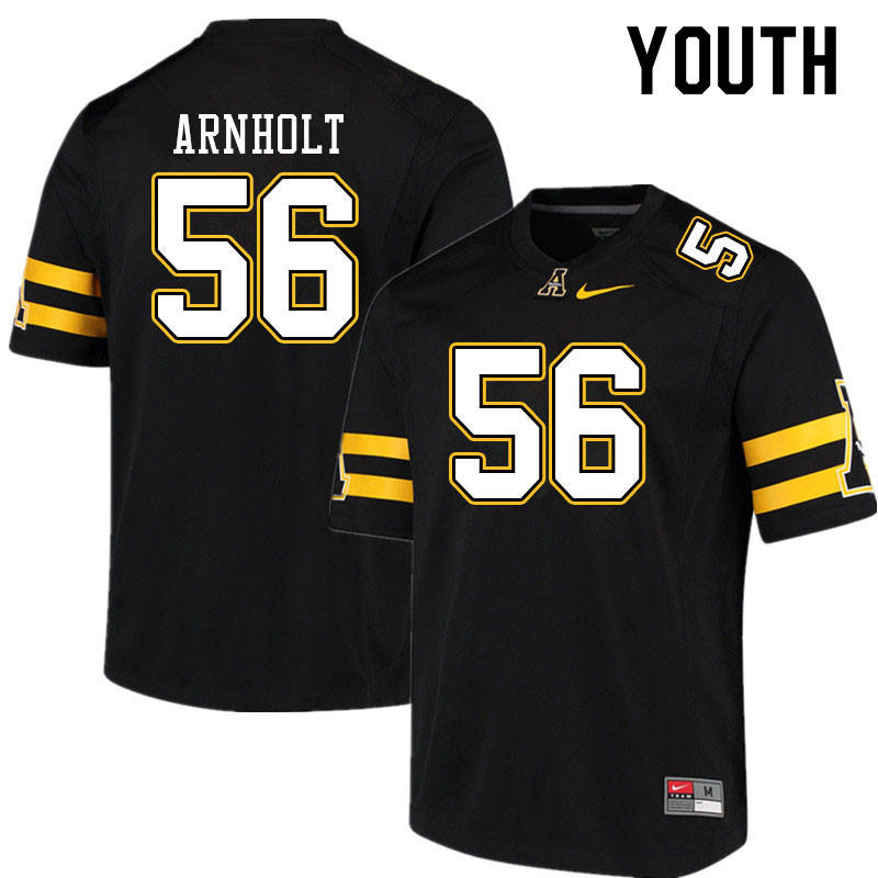Youth #56 Kyle Arnholt Appalachian State Mountaineers College Football Jerseys Sale-Black - Click Image to Close
